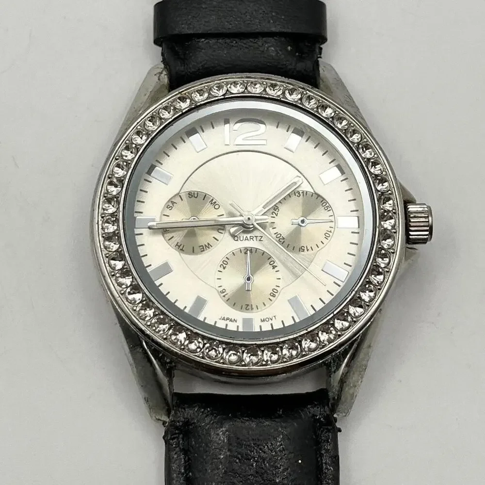 Silver black mens watch
